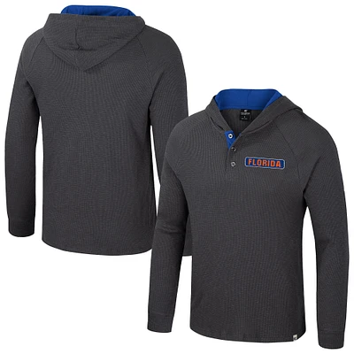 T-shirt à capuche manches longues Henley Dujour Ralgan pour hommes Colosseum Charcoal Florida Gators