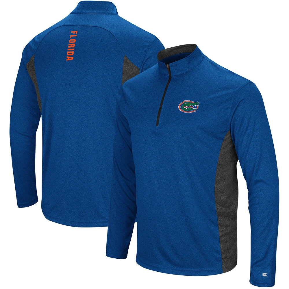 Colosseum Heathered Heather Royal Florida Gators Audible Léger Coupe-vent Pull à quart de zip pour hommes