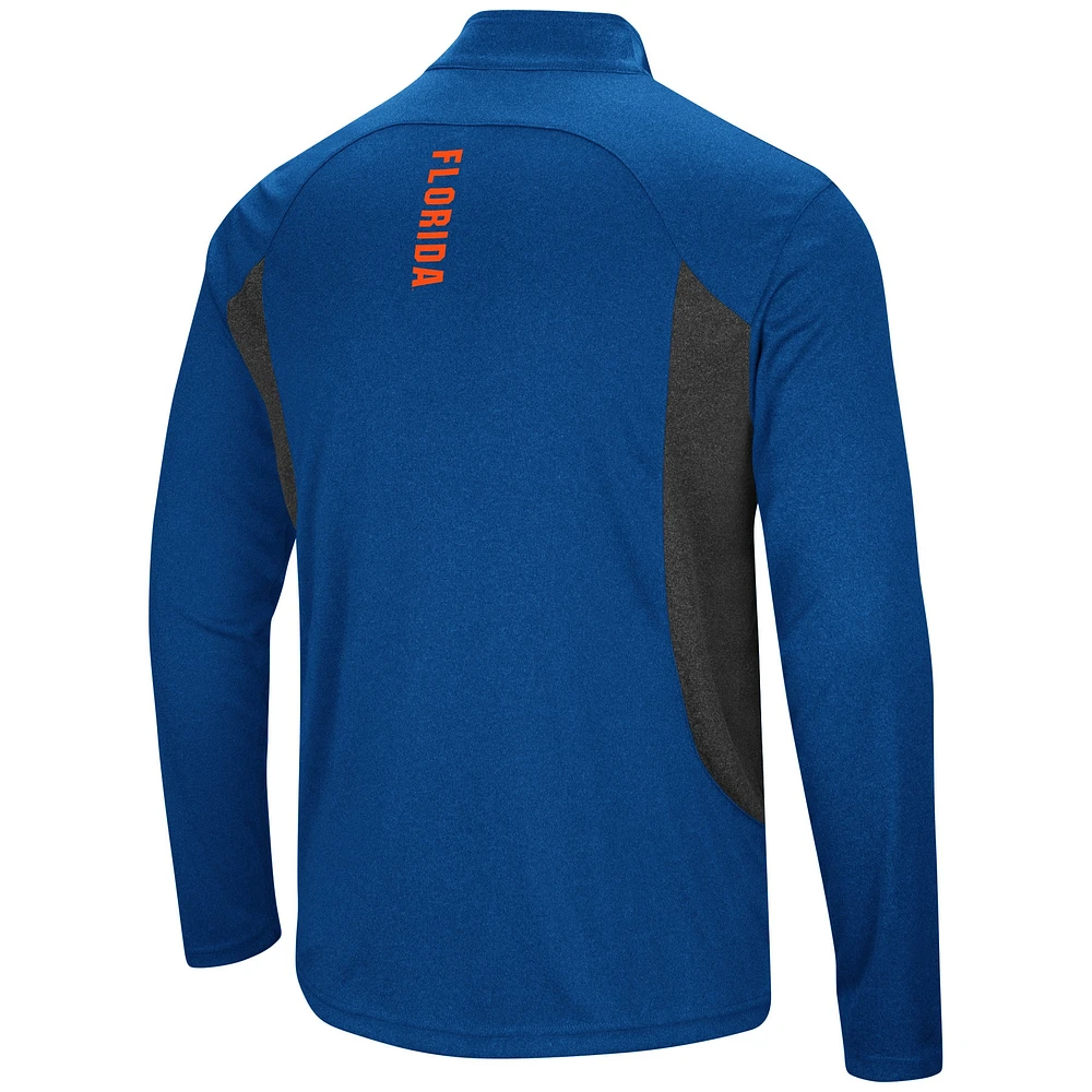 Colosseum Heathered Heather Royal Florida Gators Audible Léger Coupe-vent Pull à quart de zip pour hommes