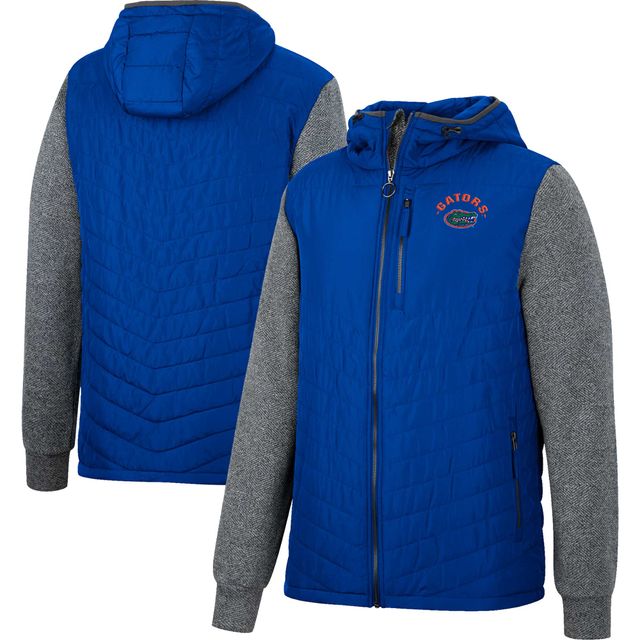 Sweat à capuche zippé Colosseum Royal/Charcoal Florida Gators Course Herringbone pour homme