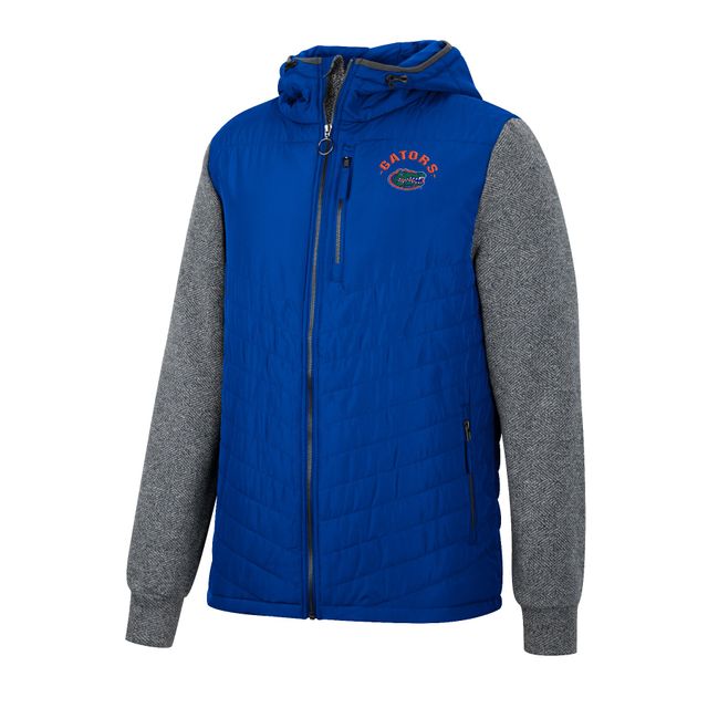 Sweat à capuche zippé Colosseum Royal/Charcoal Florida Gators Course Herringbone pour homme