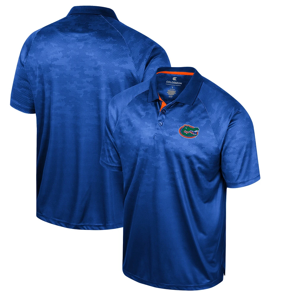 Men's Colosseum Royal Florida Gators Honeycomb Raglan Polo