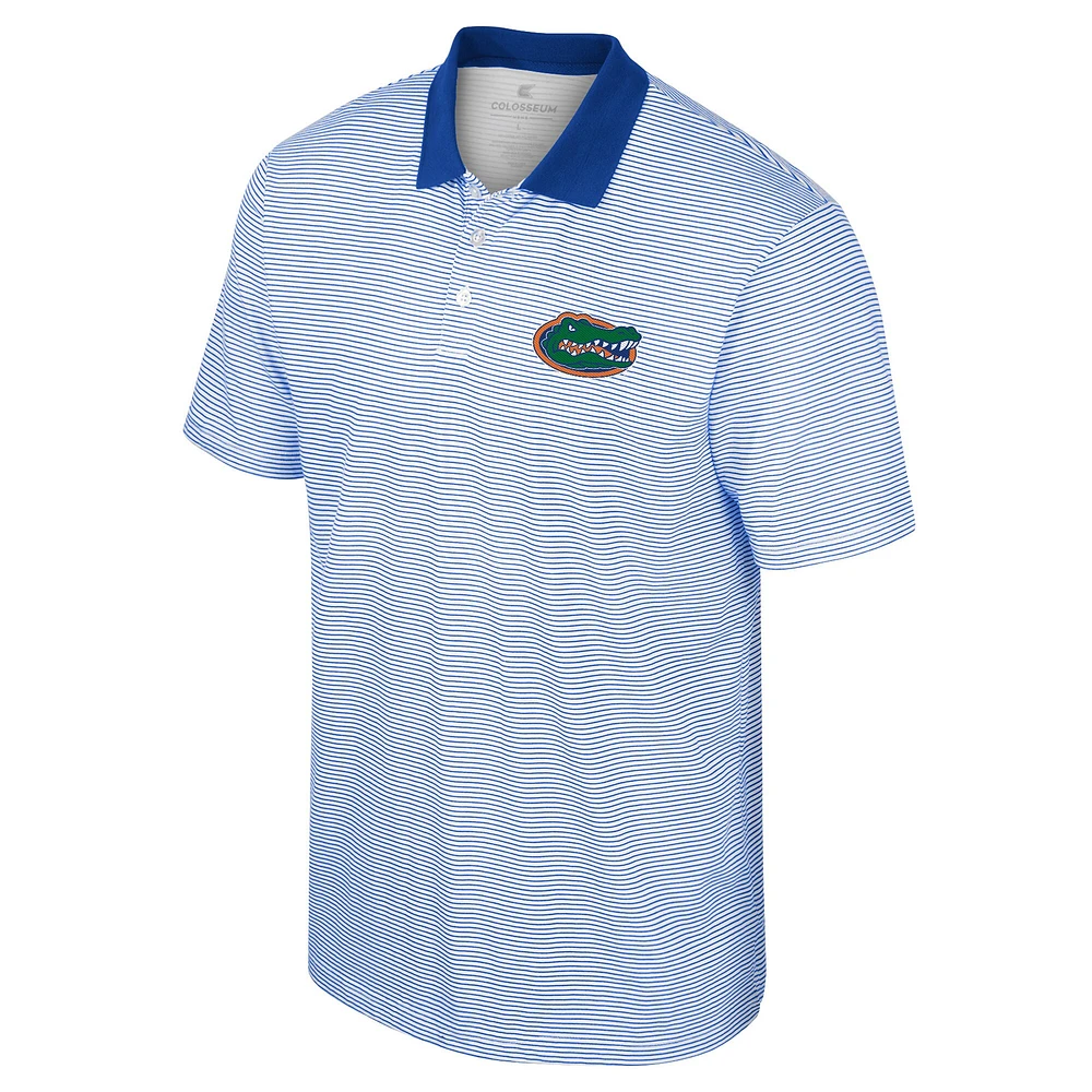 Men's Colosseum White/Royal Florida Gators Print Stripe Polo