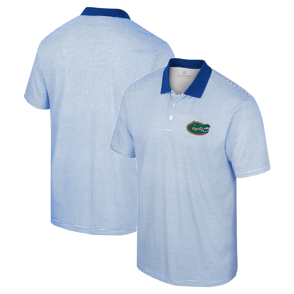 Men's Colosseum White/Royal Florida Gators Print Stripe Polo