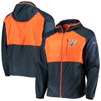 Men's Columbia Navy/Orange Florida Gators Flash Forward Hoodie Full-Zip Lightweight Windbreaker