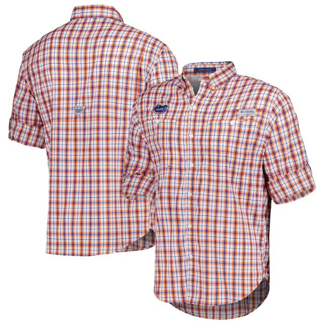 Chemise boutonnée à manches longues Columbia Orange Florida Gators Super Tamiami Omni-Wick pour homme