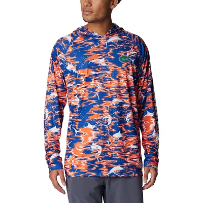 Columbia Royal Florida Gators PFG Terminal Tackle Omni-Shade Rippled T-shirt à capuche manches longues pour homme