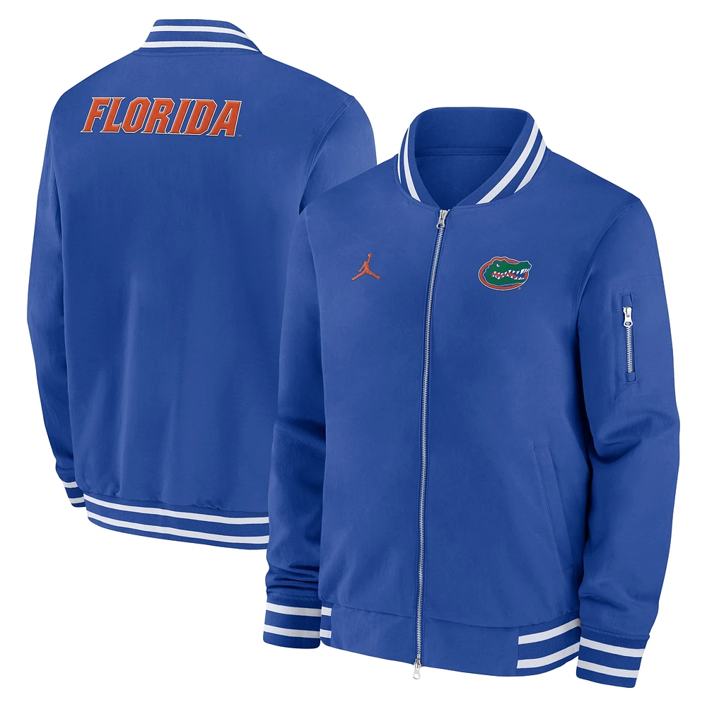 Veste aviateur entièrement zippée Jordan Brand Royal Florida Gators 2024 Sideline pour homme