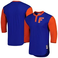 Men's Mitchell & Ness Royal Florida Gators Legendary Henley 3/4-Sleeve T-Shirt