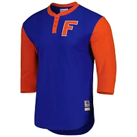 Men's Mitchell & Ness Royal Florida Gators Legendary Henley 3/4-Sleeve T-Shirt