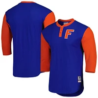 Men's Mitchell & Ness Royal Florida Gators Legendary Henley 3/4-Sleeve T-Shirt