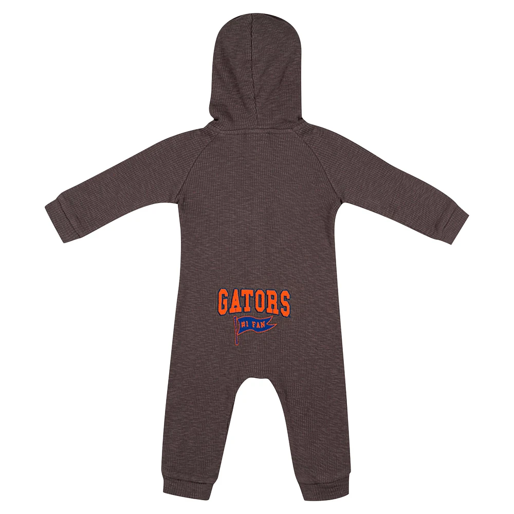 Newborn & Infant Colosseum Charcoal Florida Gators Zando-Zan Waffle Full-Snap Hooded Romper