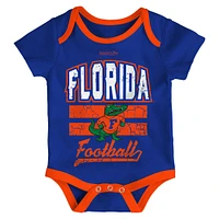 Newborn & Infant Mitchell Ness Royal Florida Gators 3-Pack Bodysuit, Bib and Bootie Set