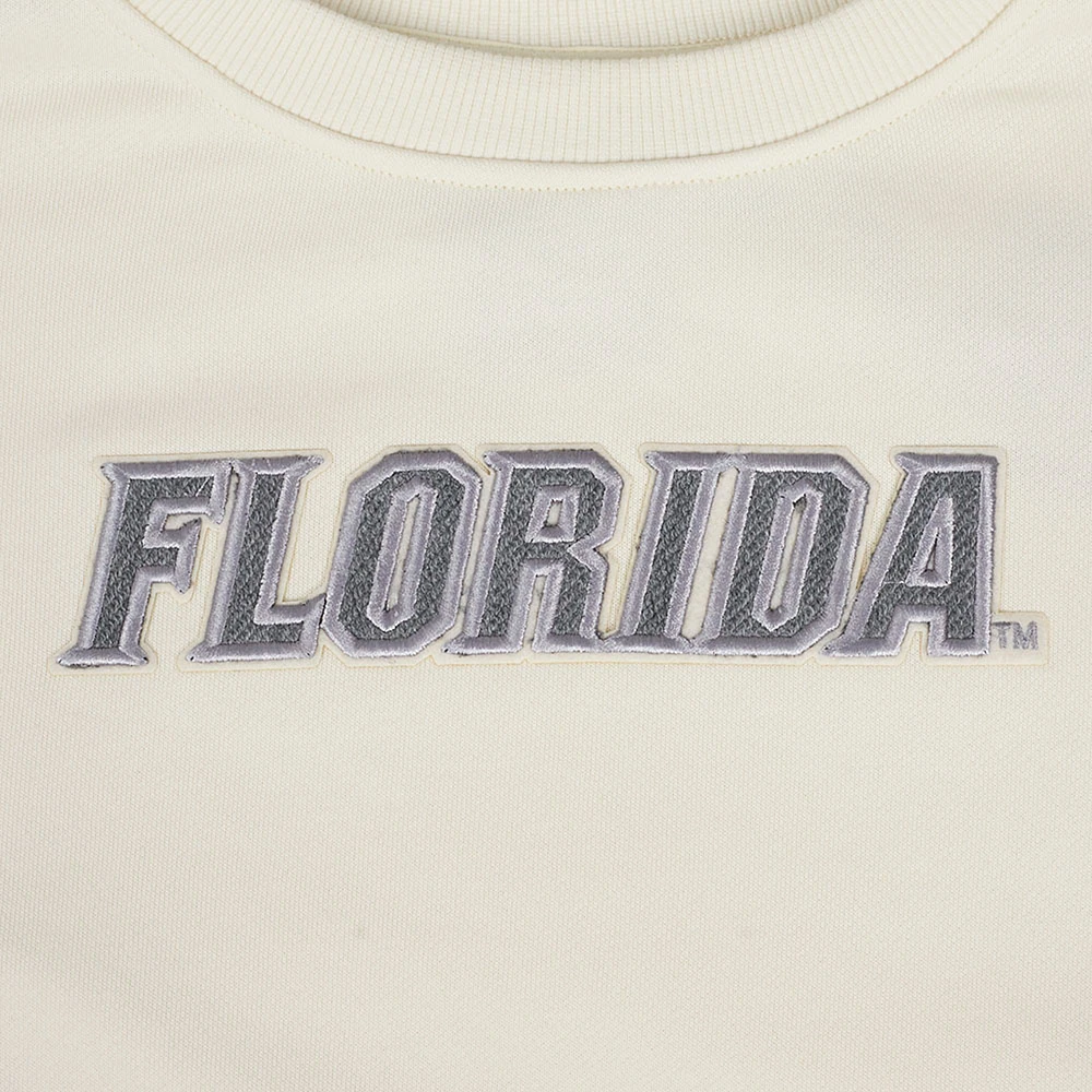 Women's Pro Standard Cream Florida Gators French Terry Boxy Cropped Pullover Crewneck