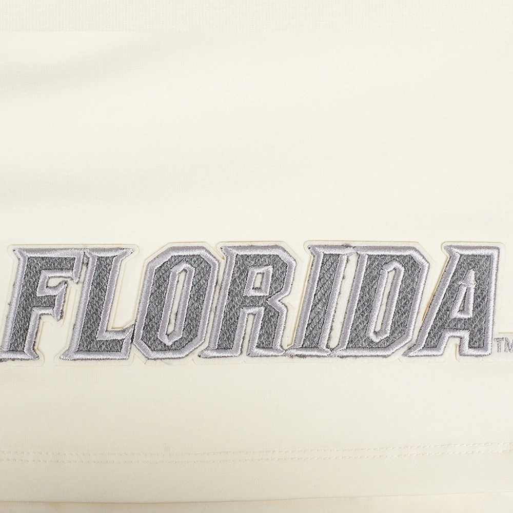 Women's Pro Standard Cream Florida Gators Reverse French Terry Boxy Cropped T-Shirt