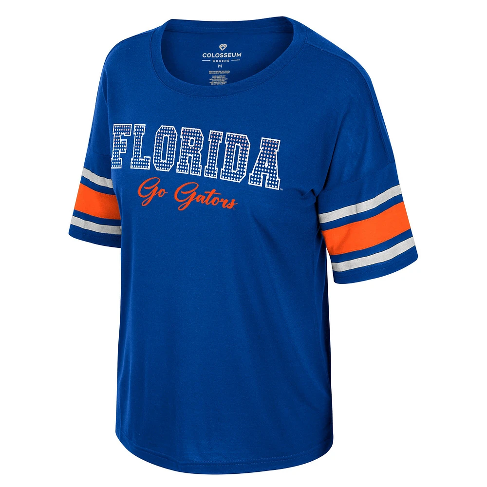 Women's Colosseum Royal Florida Gators I'm Gliding Here Rhinestone T-Shirt