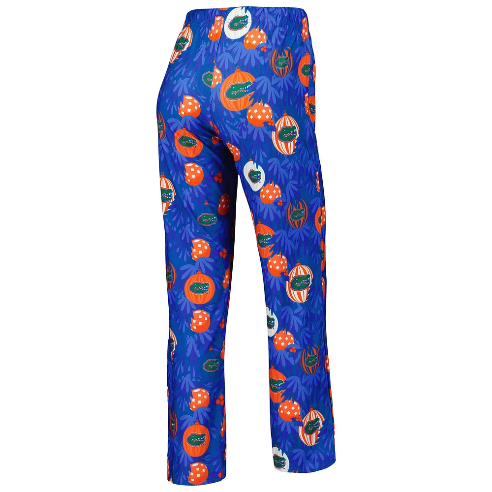 Women's Concepts Sport Royal Florida Gators Tinsel Ugly Sweater Long Sleeve T-Shirt & Pants Sleep Set