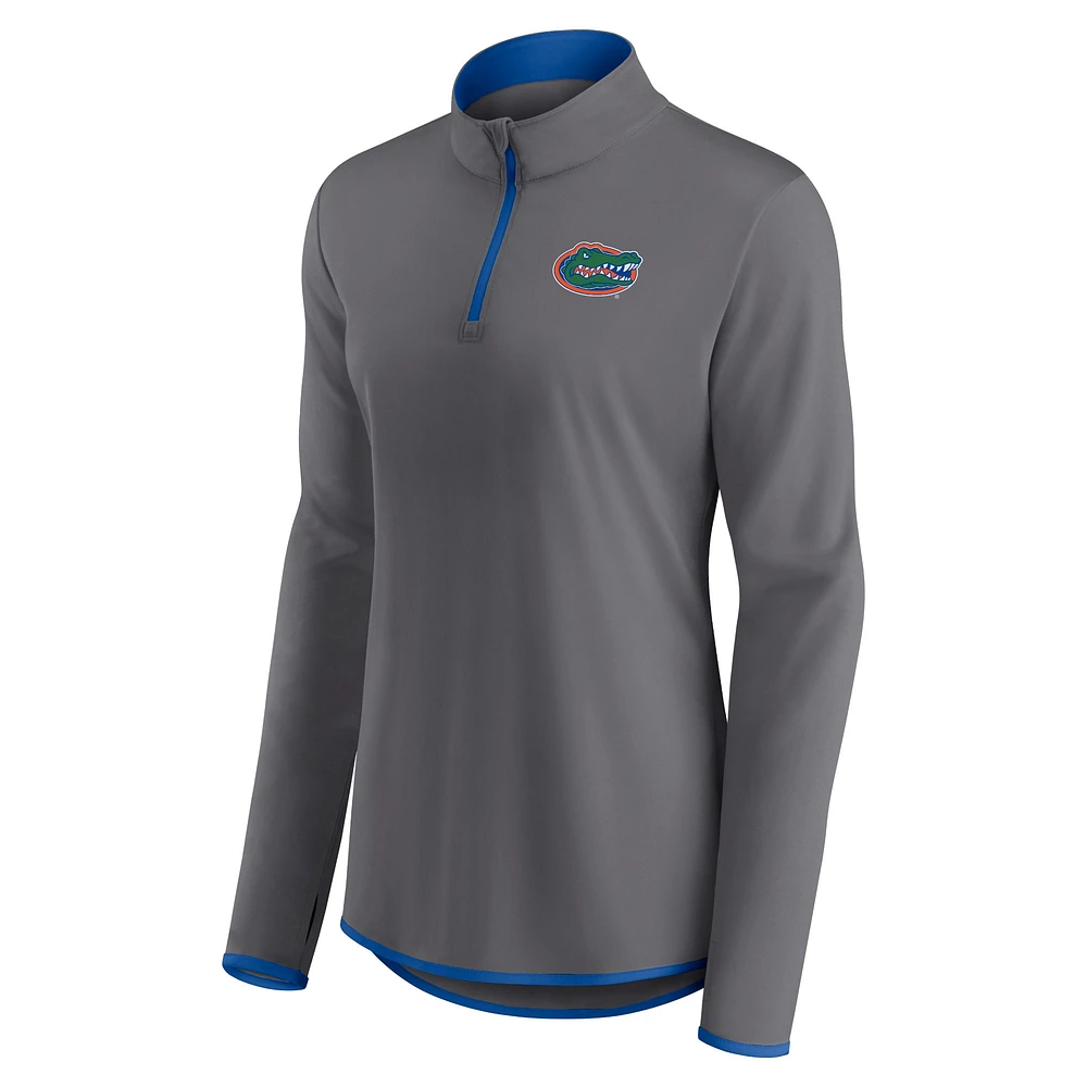 Women's Fanatics  Gray Florida Gators Corner Quarter-Zip Top