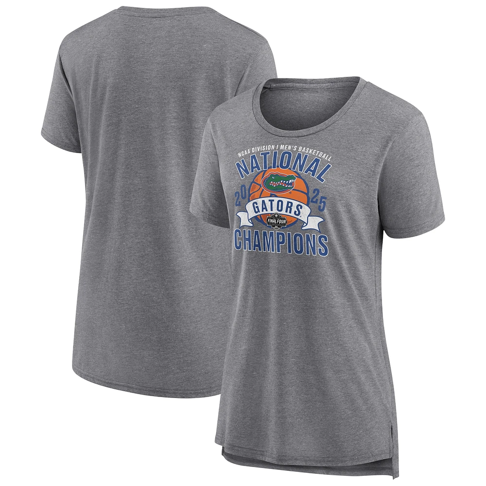 Women's Fanatics Heather Gray Florida Gators 2025 NCAA Men's Basketball National Champions Vintage Tri-Blend T-Shirt