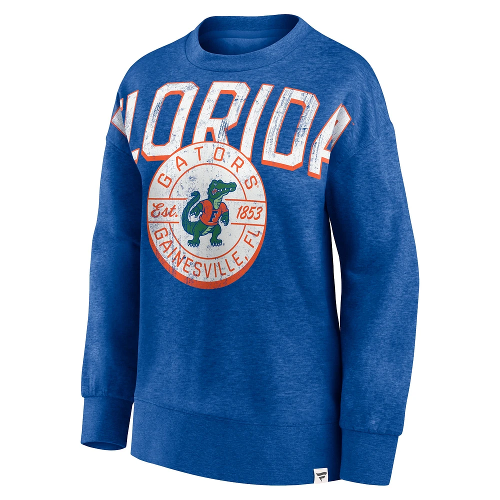 Women's Fanatics Heathered Royal Florida Gators Jump Distribution Pullover Sweatshirt