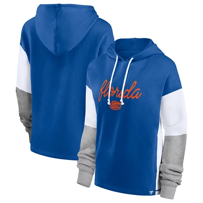 Fanatics Royal/White Florida Gators Play It Safe Colorblock pour femmes - Sweat à capuche
