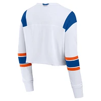 Women's Fanatics White Florida Gators Training Camp Cropped Long Sleeve V-Neck Fashion Top