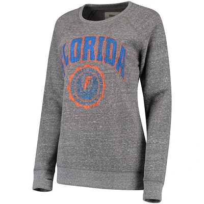 Women's Pressbox Heathered Gray Florida Gators Edith Vintage Knobi Pullover Sweatshirt