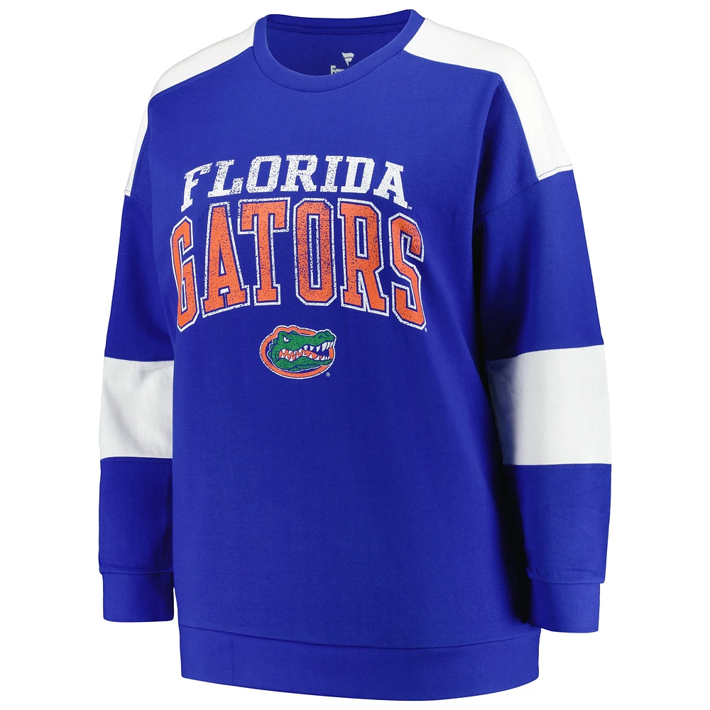 Women's Profile Royal Florida Gators Plus Striped Pullover Sweatshirt
