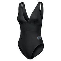 Women's Tommy Bahama Black Florida Gators Palm Modern V-Neck One-Piece Swimsuit