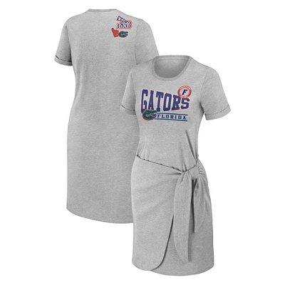 WEAR by Erin Andrews - Robe t-shirt nouée Florida Gators gris chiné pour femmes
