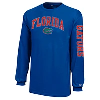 Youth Champion Royal Florida Gators Distressed Arch Over Logo Long Sleeve T-Shirt