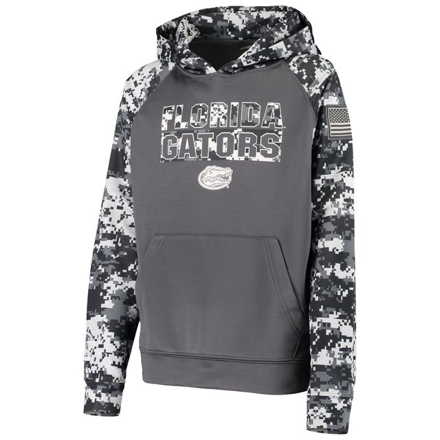 Sweat à capuche raglan motif camouflage numérique pour jeunes Colosseum Charcoal Florida Gators OHT