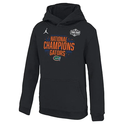 Sweat à capuche Jordan Brand noir pour jeunes Florida Gators 2025 NCAA hommes, champions nationaux de basketball, vestiaire