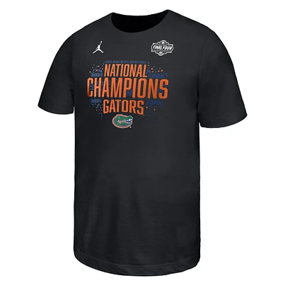 T-shirt Jordan Brand noir pour jeunes Florida Gators 2025 NCAA hommes, champions nationaux de basketball, vestiaire