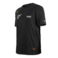 Men's New Era x Felt  Black Florida Marlins Cooperstown Collection T-Shirt