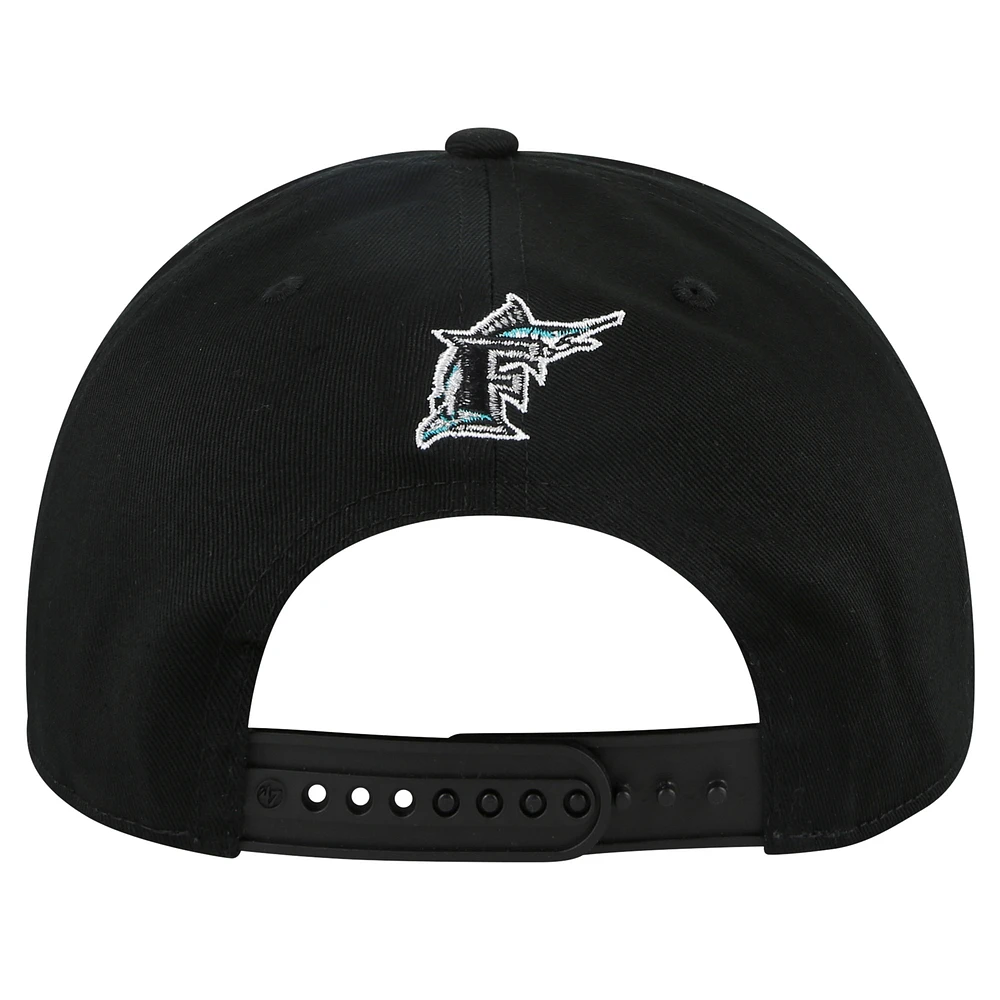 Men's '47 Black Florida Marlins Cooperstown Collection Wax Pack Premier Hitch Adjustable Hat