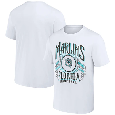 Collection Darius Rucker pour homme par Fanatics White Florida Marlins Cooperstown T-shirt en détresse Rock