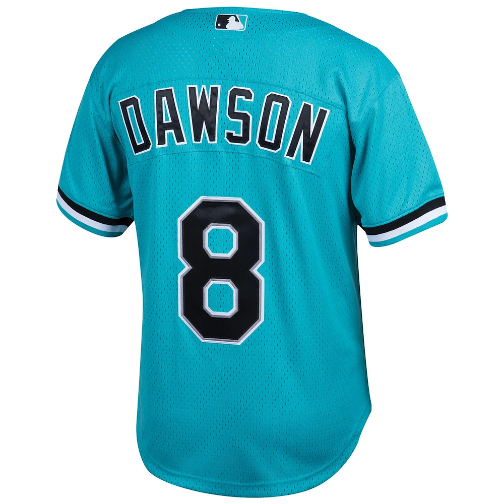Maillot boutonné d'entraînement au bâton en maille pour homme Mitchell & Ness Andre Dawson Teal Florida Marlins Cooperstown Collection