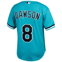 Maillot boutonné d'entraînement au bâton en maille pour homme Mitchell & Ness Andre Dawson Teal Florida Marlins Cooperstown Collection
