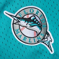 Maillot boutonné d'entraînement au bâton en maille pour homme Mitchell & Ness Andre Dawson Teal Florida Marlins Cooperstown Collection