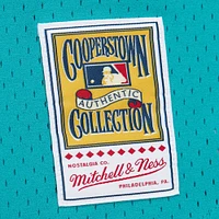 Maillot boutonné d'entraînement au bâton en maille pour homme Mitchell & Ness Andre Dawson Teal Florida Marlins Cooperstown Collection
