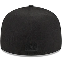 Men's New Era Black Florida Marlins Cooperstown Collection Tonal Flag 59FIFTY Fitted Hat
