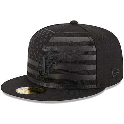 Casquette ajustée 59FIFTY à drapeau ton sur de la collection Cooperstown des Marlins Floride New Era pour homme