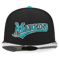 Men's New Era Black Florida Marlins Metallic Camo 59FIFTY Fitted Hat