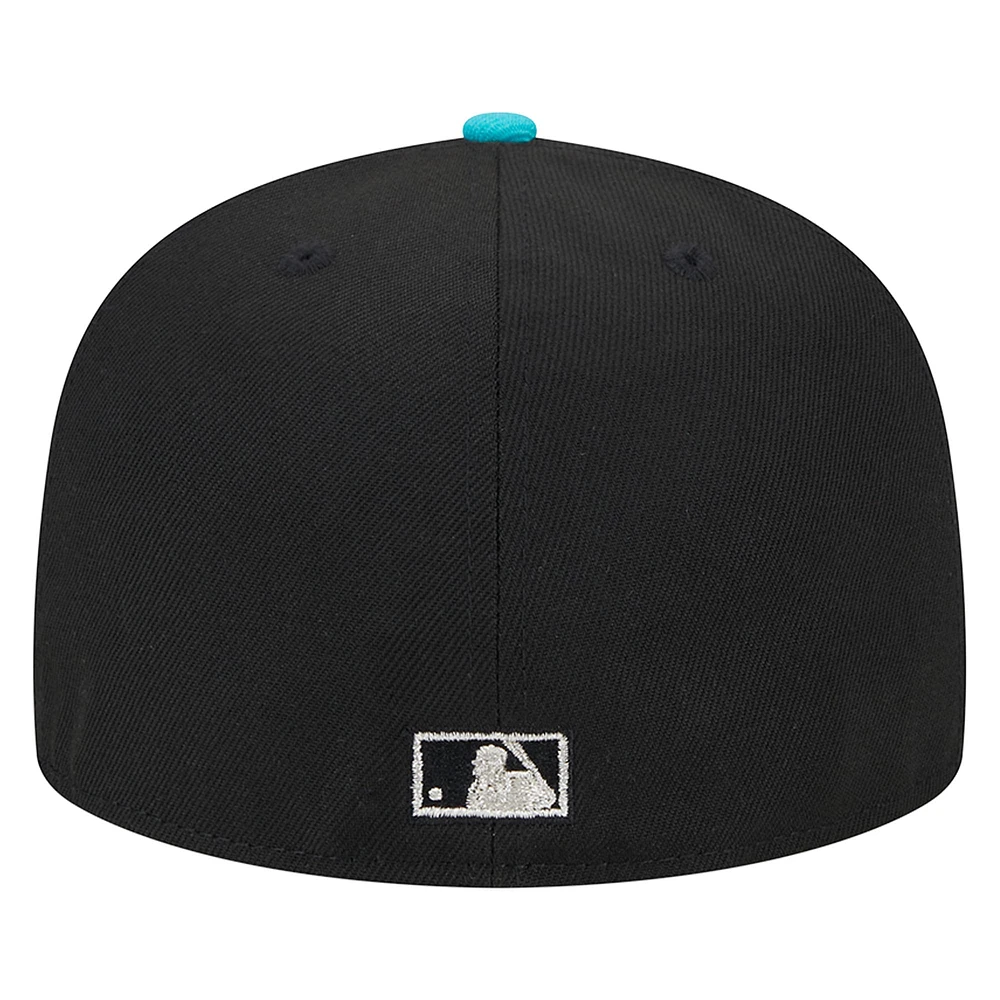 Men's New Era Black Florida Marlins Metallic Camo 59FIFTY Fitted Hat