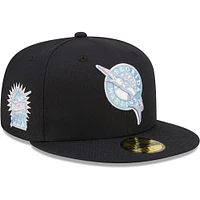 Men's New Era Navy Florida Marlins Inaugural Season Lavender Undervisor 59FIFTY Fitted Hat
