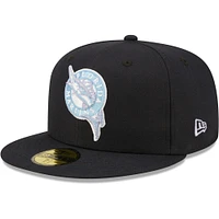Men's New Era Navy Florida Marlins Inaugural Season Lavender Undervisor 59FIFTY Fitted Hat
