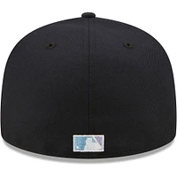 Men's New Era Navy Florida Marlins Inaugural Season Lavender Undervisor 59FIFTY Fitted Hat