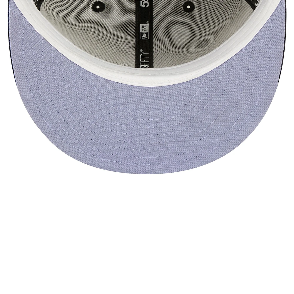 Men's New Era Navy Florida Marlins Inaugural Season Lavender Undervisor 59FIFTY Fitted Hat