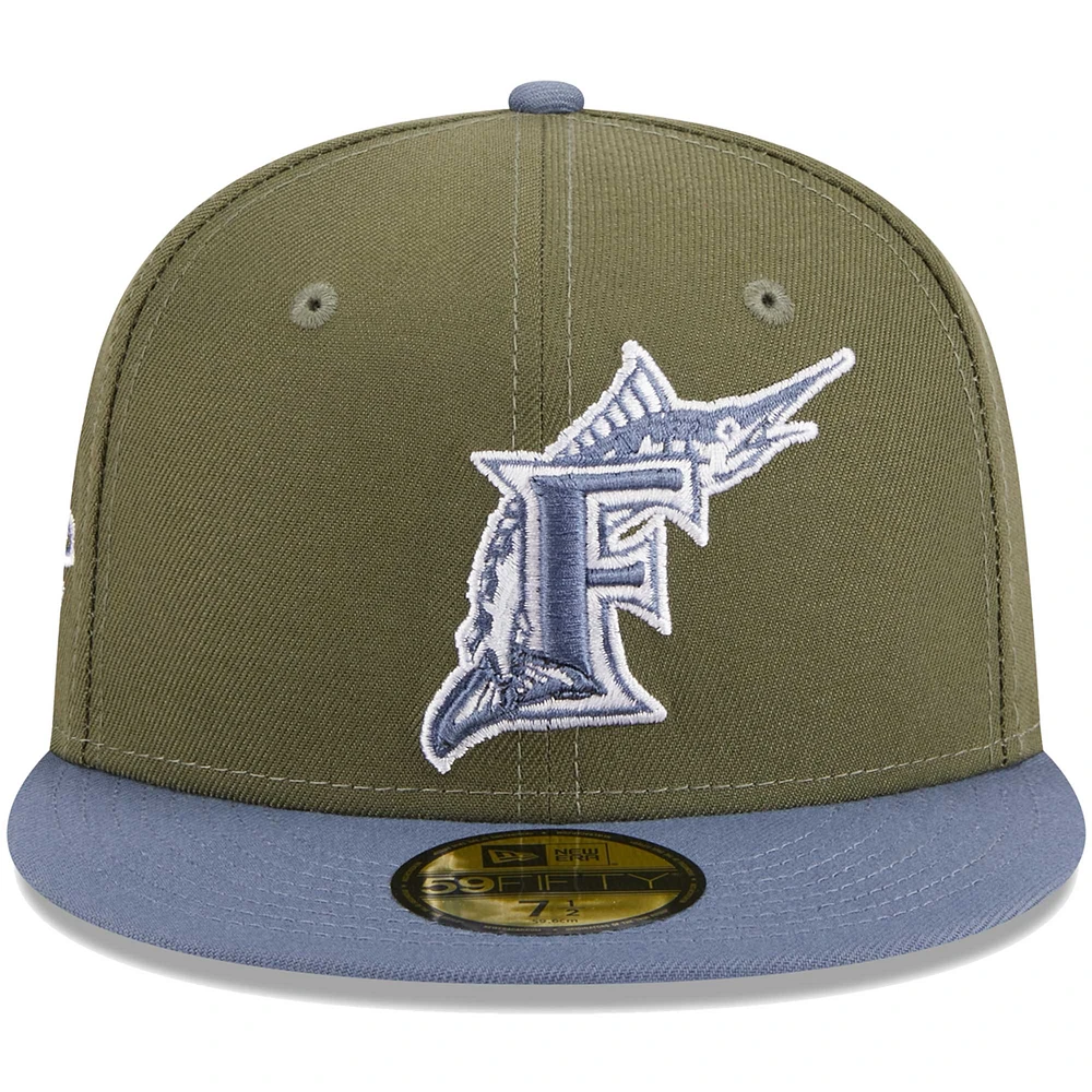 Men's New Era Olive/Blue Florida Marlins 59FIFTY Fitted Hat